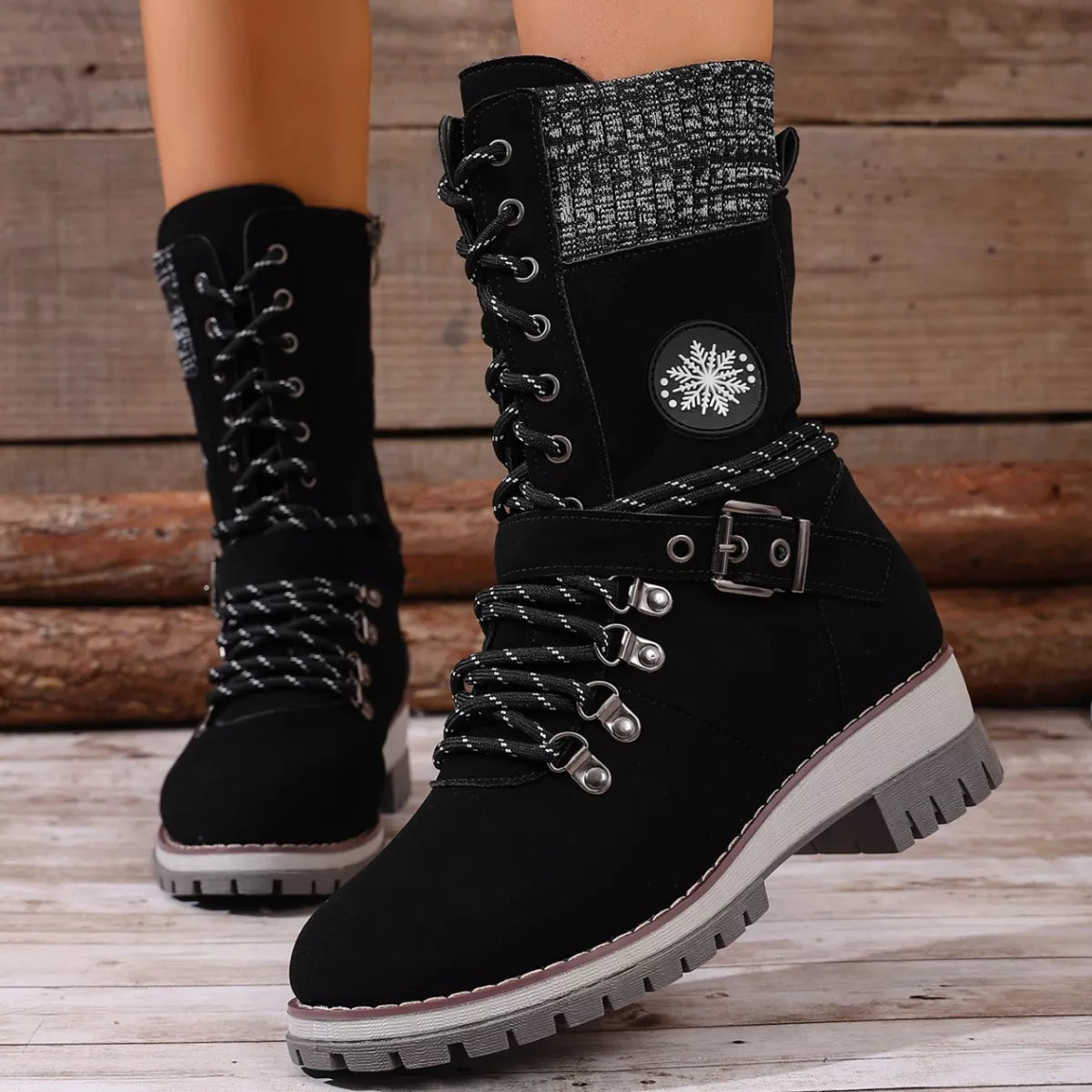 Lace-Up Ankle Combat Boots -