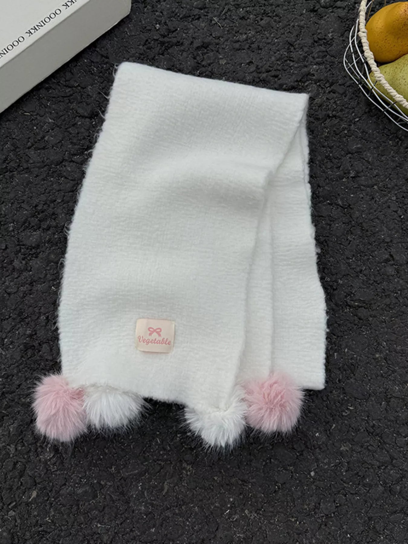Pom-Pom Scarf - White One Size