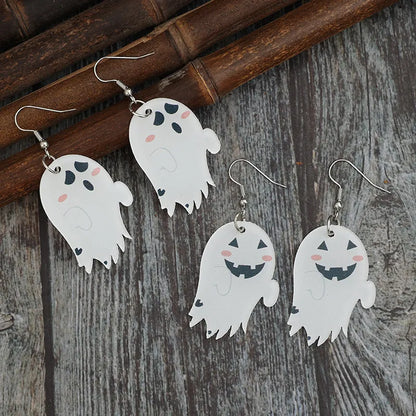 2-Piece Alloy Acrylic Ghost Dangle Earrings -
