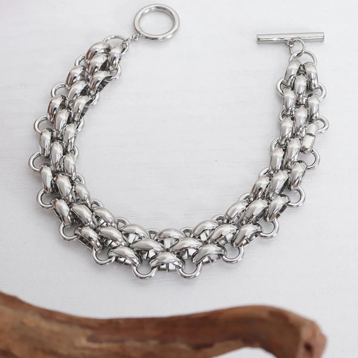 Gold Chain Link Jewelry Set with Necklace and Bracelet -