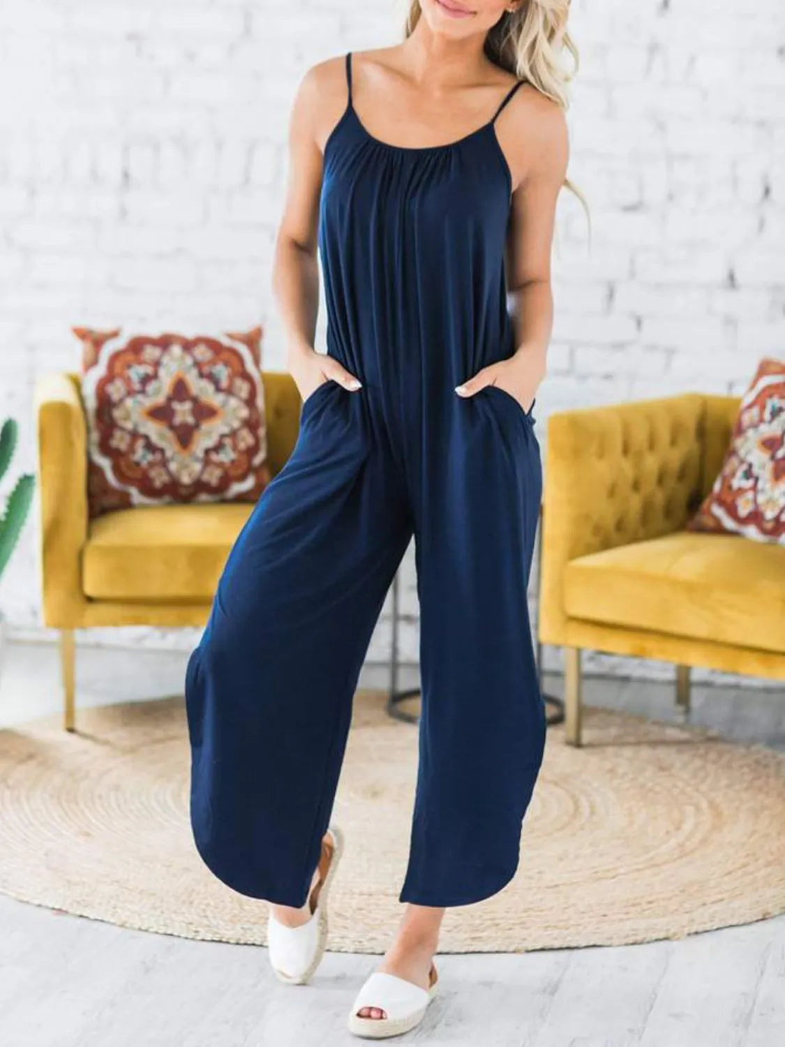 Slit Spaghetti Strap Jumpsuit -