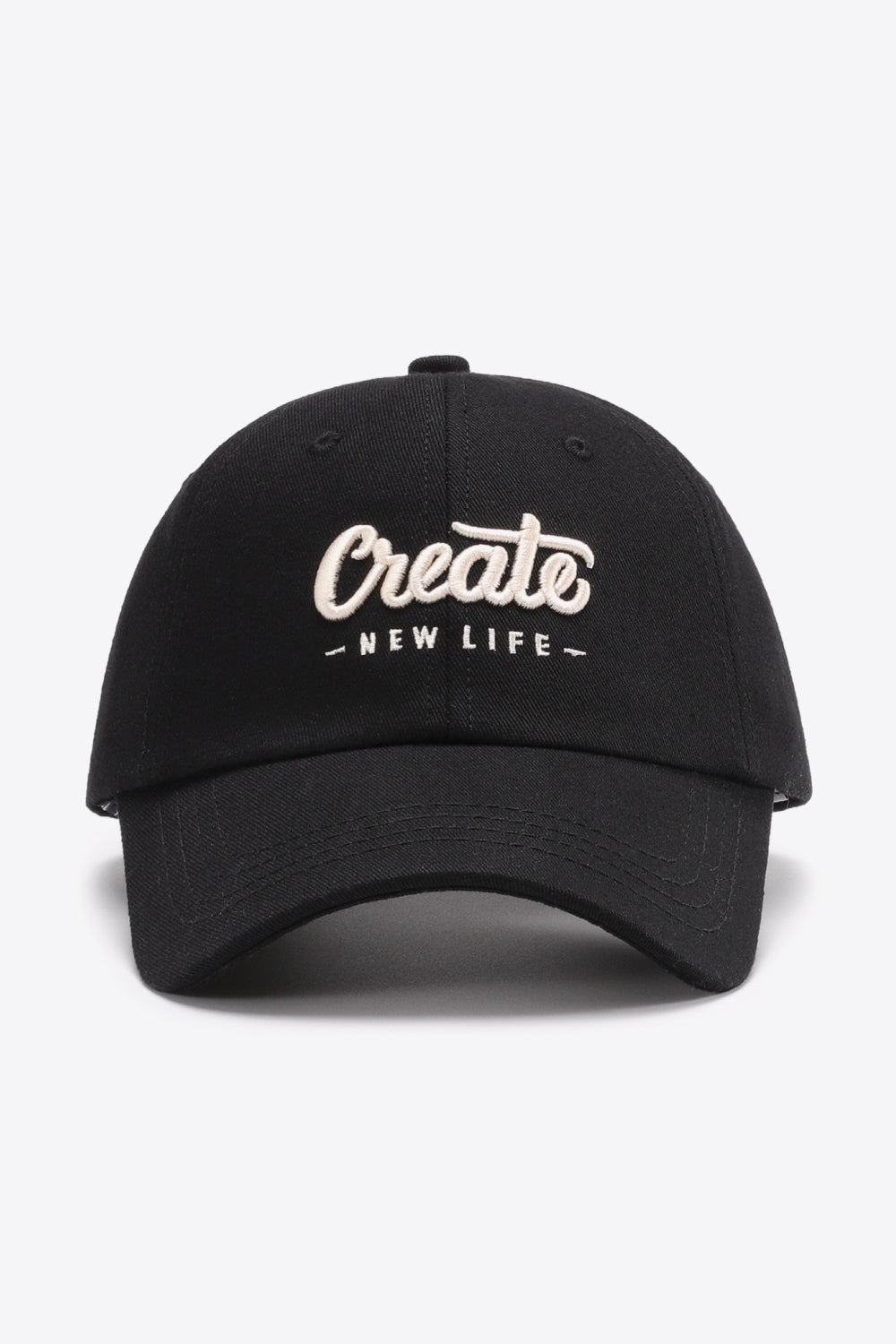 CREATE NEW LIFE Adjustable Cotton Baseball Cap - Black One Size