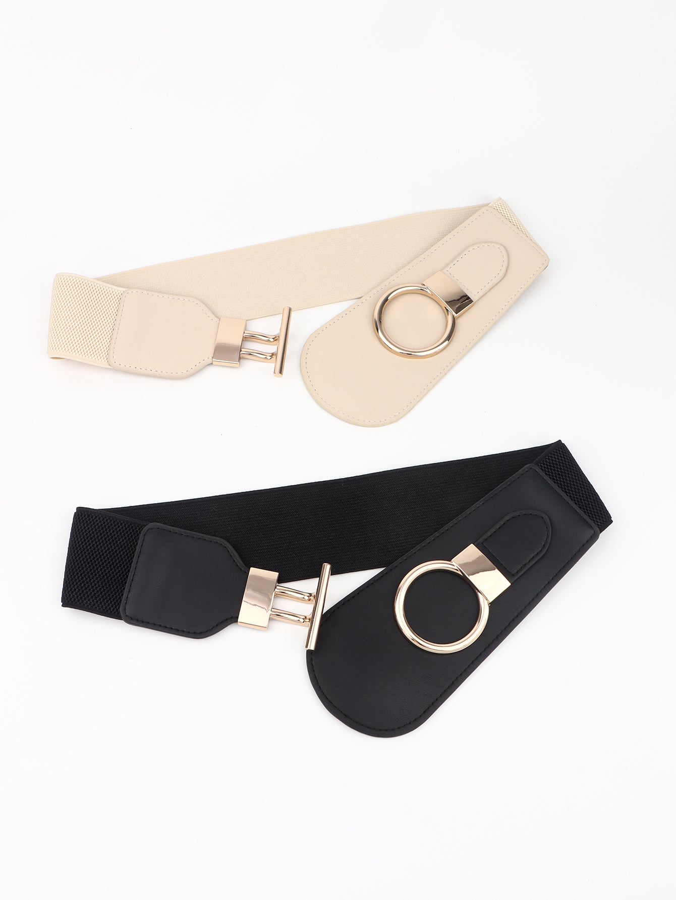 PU Elastic Wide Belt with Alloy Buckle -
