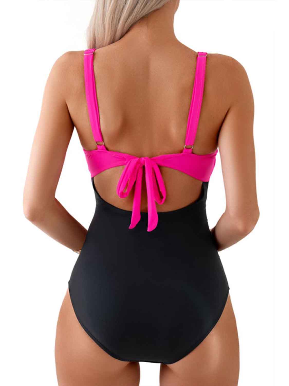 Tied Cutout Contrast One-Piece Swimwear | AdoreStarr