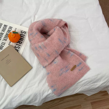 Soft Fuzzy Contrast Scarf - Pink One Size