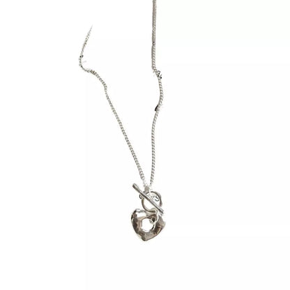 Sterling Silver Heart Toggle Clasp Necklace -