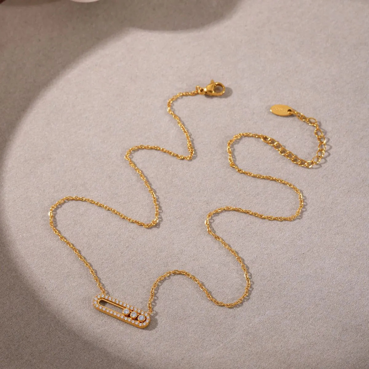 Moving Crystal Bar Necklace and Ring Jewelry Set -
