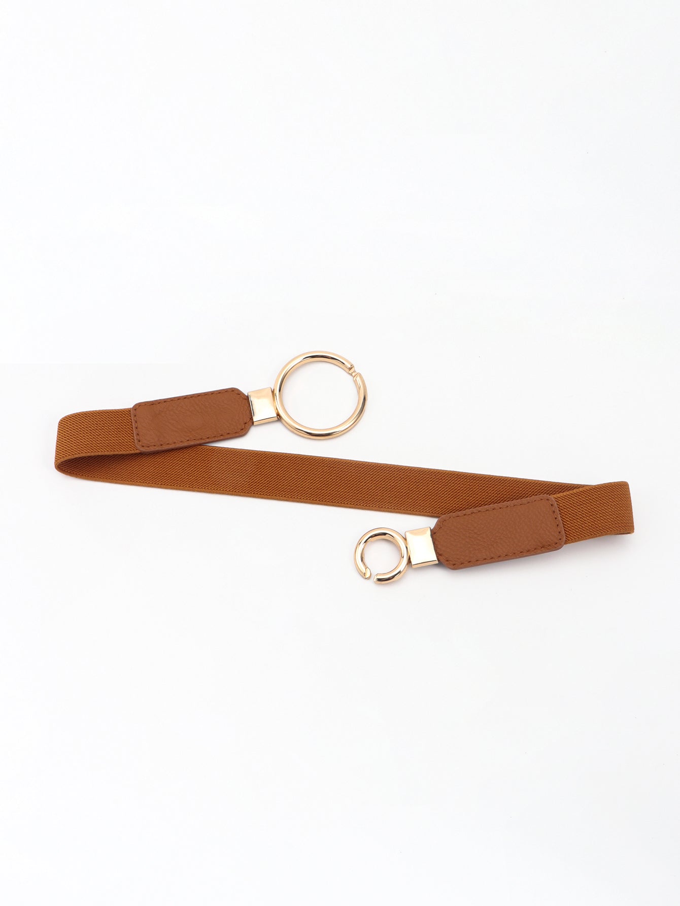 Double Ring Buckle Elastic PU Belt -