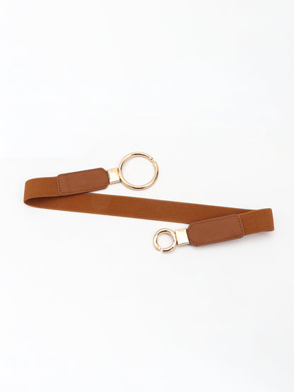 Double Ring Buckle Elastic PU Belt -