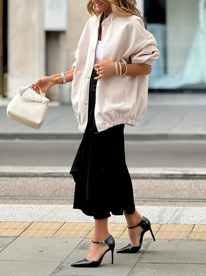 Button Up Long Sleeve Jacket - Apricot