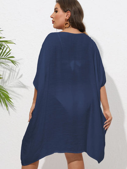 Crochet Trim V-Neck Beach Cover-Up Dress -