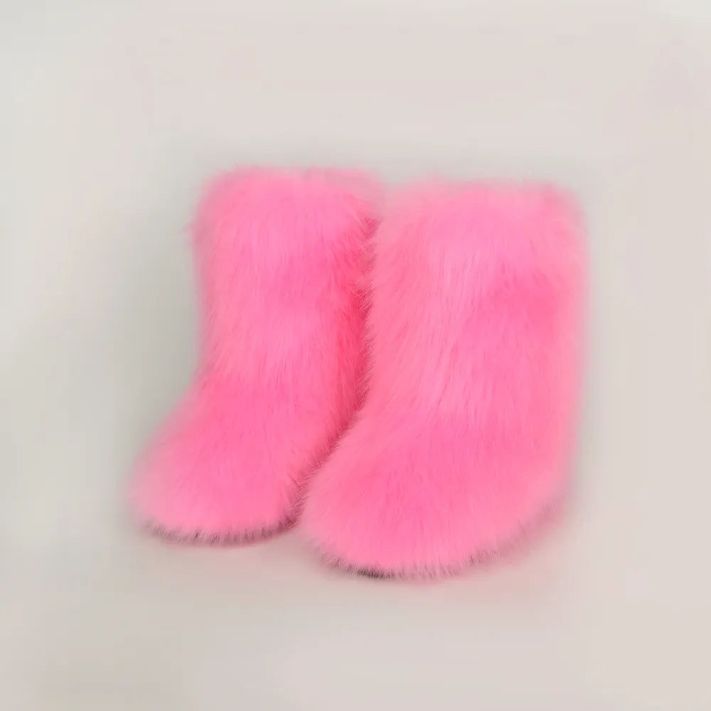 Thermal Fuzzy Platform Boots - Fuchsia Pink