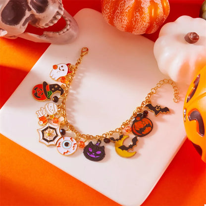 18K Gold-Plated Halloween Charm Bracelet - Style A One Size