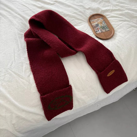 Cute Knitted Scarf - Red One Size