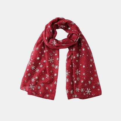 Thermal Snowflakes Polyester Scarf - Scarlet One Size