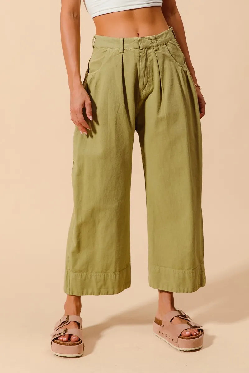 Mid Rise Wide Leg Chino Pants -