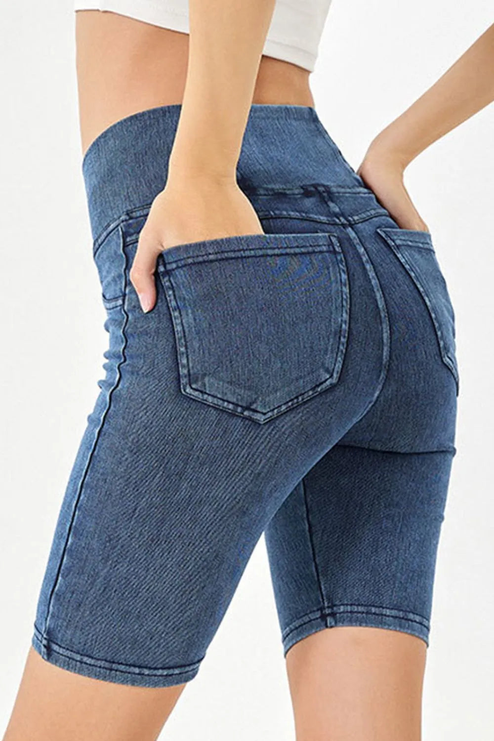 Asymmetrical Waist Denim Shorts - Medium