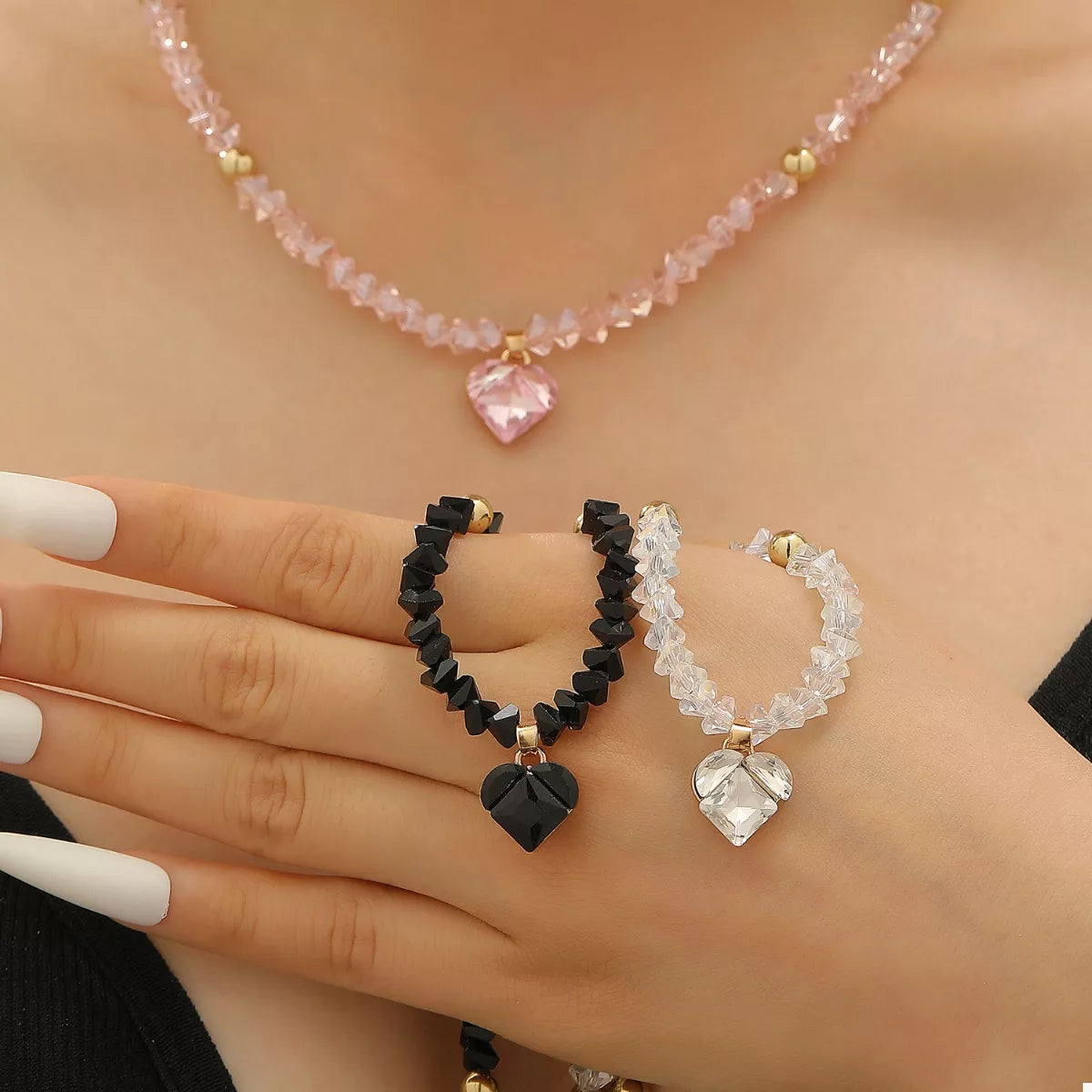 Pearl & Heart Pendant Necklace -