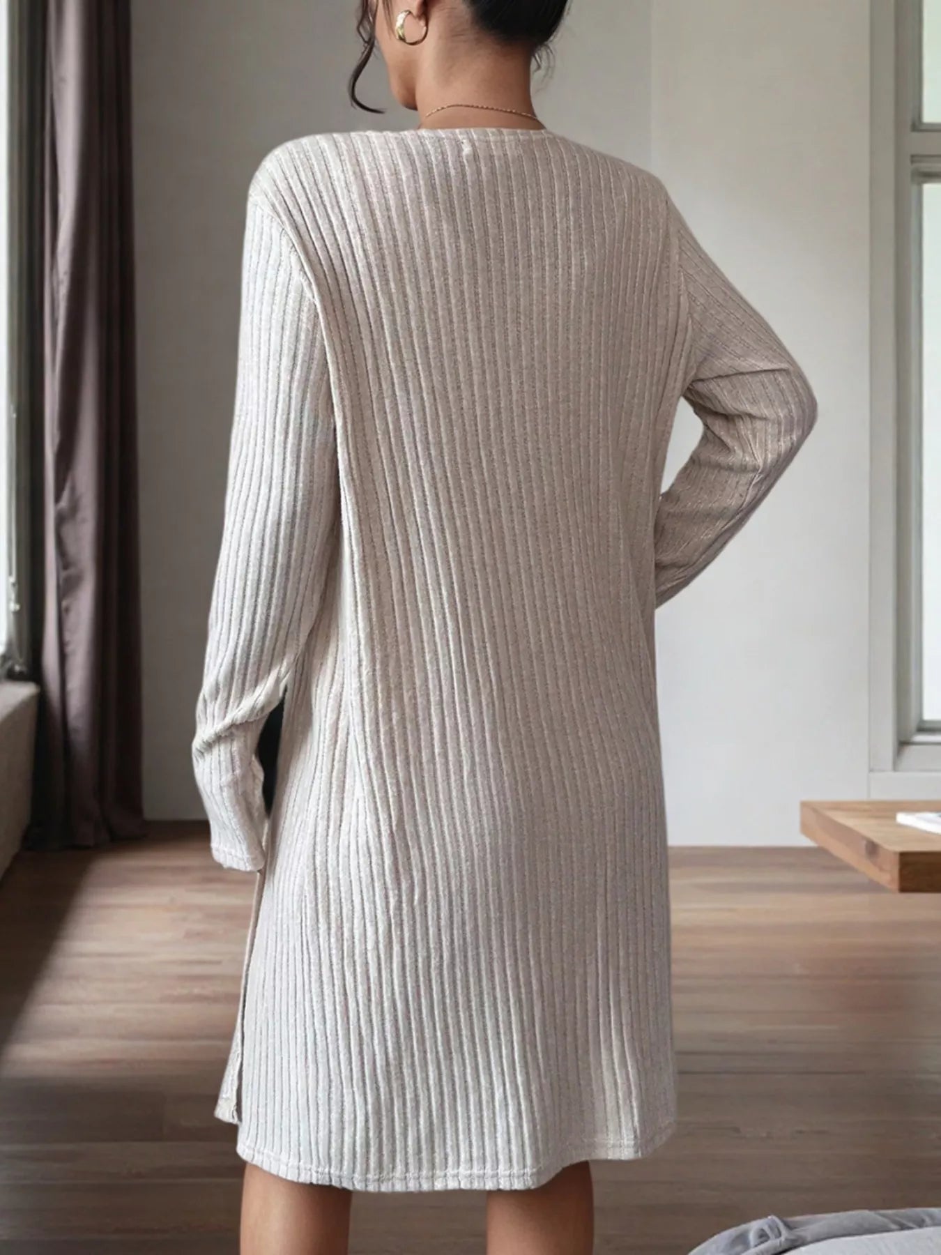 Ribbed Knit Tank Dress and Cardigan Set -