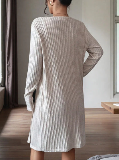 Ribbed Knit Tank Dress and Cardigan Set -