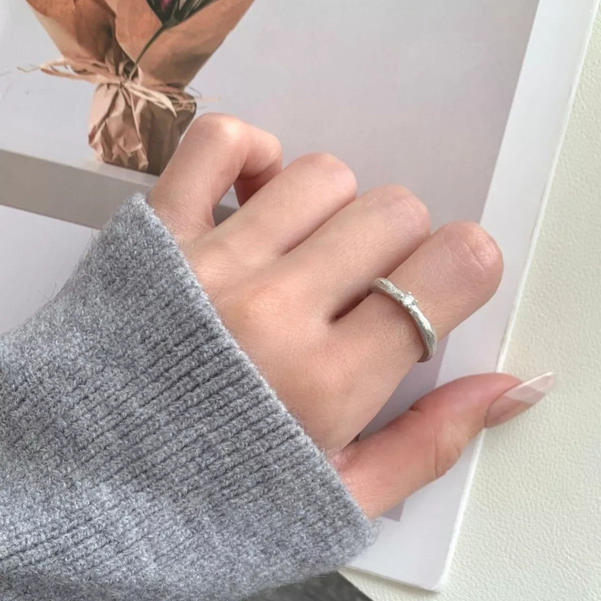 Sterling Silver Zircon Ring -