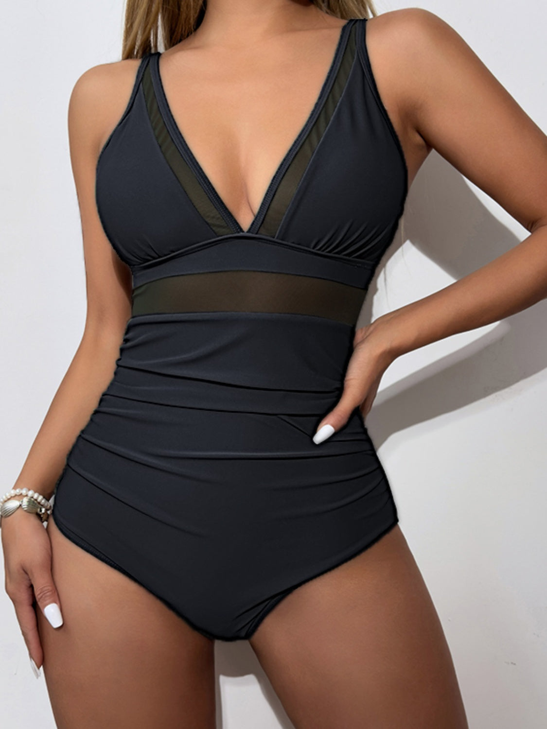 V-Neck One-Piece Swimwear | AdoreStarr