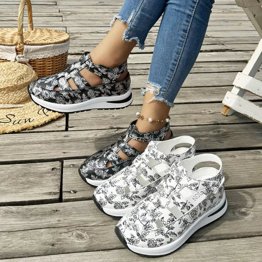Cutout Velcro Sandals -