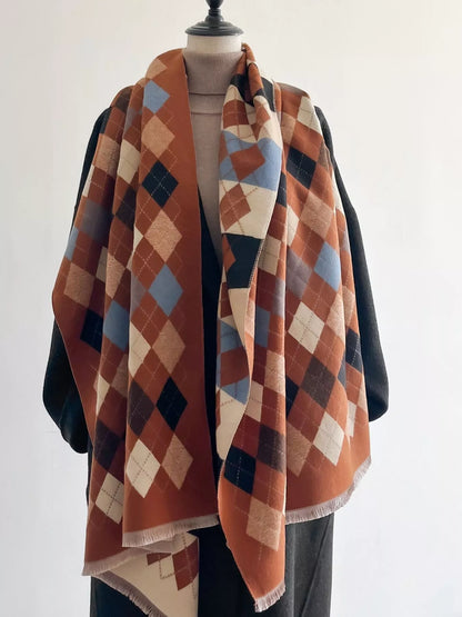 Diamond Pattern Warm Scarf - Style C One Size