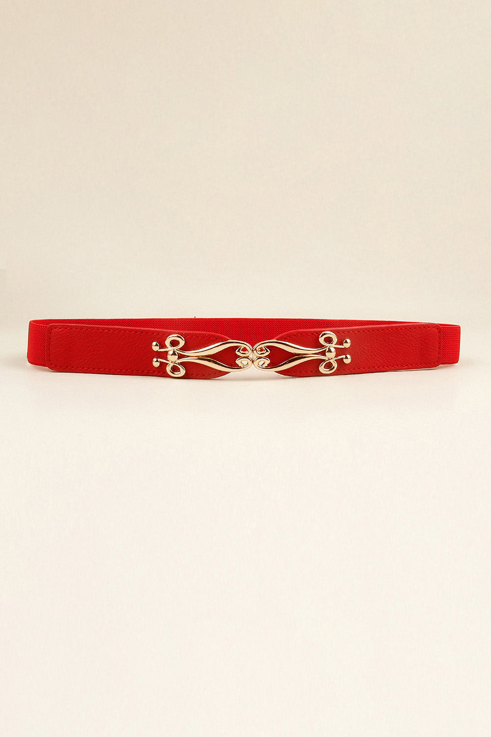 Alloy Buckle Elastic Belt - Red One Size