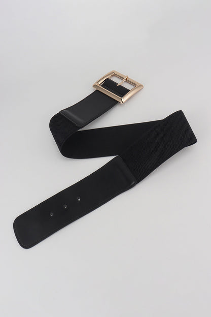 Rectangle Buckle Elastic Wide Belt -