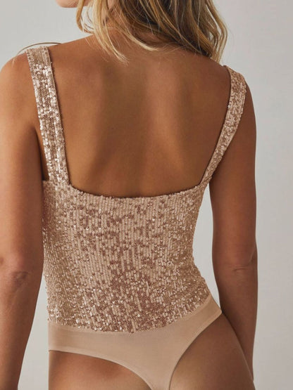 Sequin Wide Strap Bodysuit