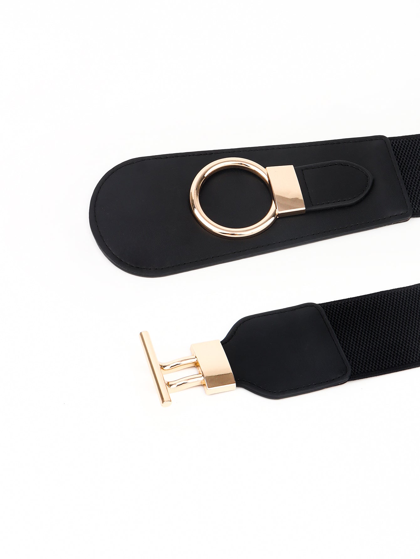 PU Elastic Wide Belt with Alloy Buckle -