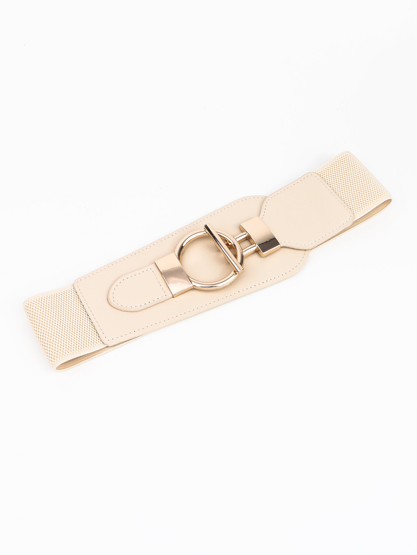 PU Elastic Wide Belt with Alloy Buckle -