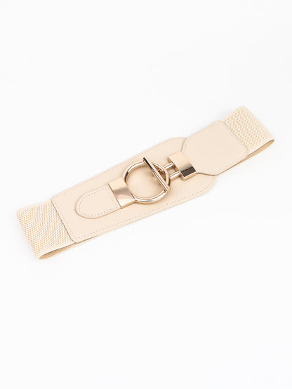 PU Elastic Wide Belt with Alloy Buckle -