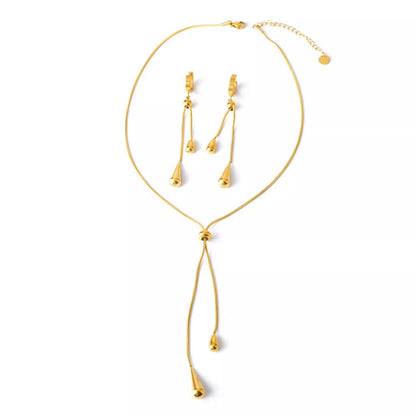 Teardrop Pendant Necklace and Earrings Jewelry Set -