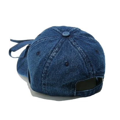 Washed Bow Denim Baseball Cap -