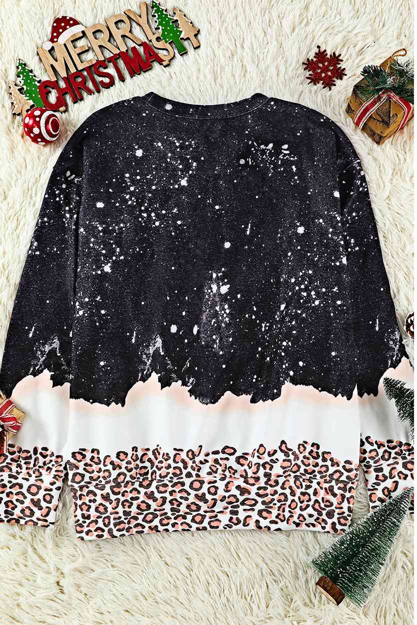 LET IT SNOW Graphic Leopard Sweatshirt | AdoreStarr