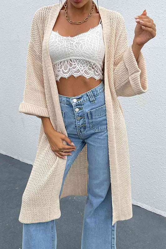 Open Front Drop Shoulder Duster Cardigan | AdoreStarr