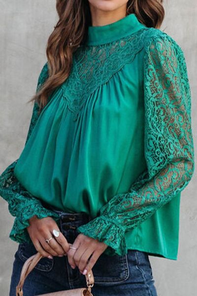 Lace Detail Flounce Sleeve Blouse | AdoreStarr