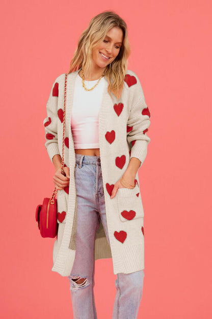 Heart Graphic Open Front Cardigan | AdoreStarr