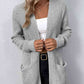 Rib-Knit Open Front Pocketed Cardigan | AdoreStarr