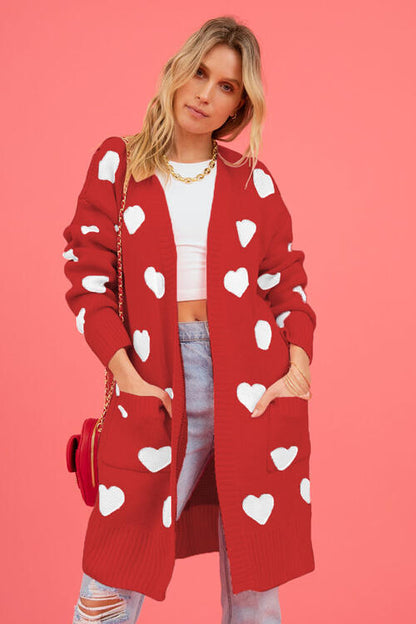 Heart Graphic Open Front Cardigan | AdoreStarr