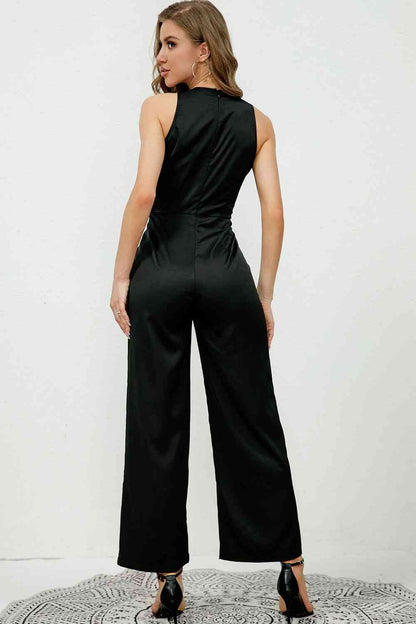 V-Neck Decorative Buttons Jumpsuit | AdoreStarr