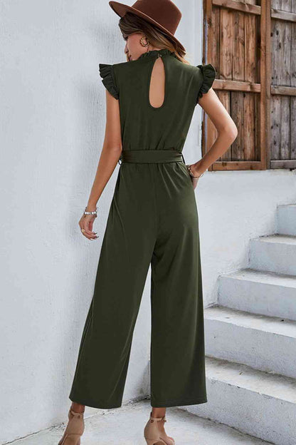 Butterfly Sleeve Tie Waist Jumpsuit | AdoreStarr