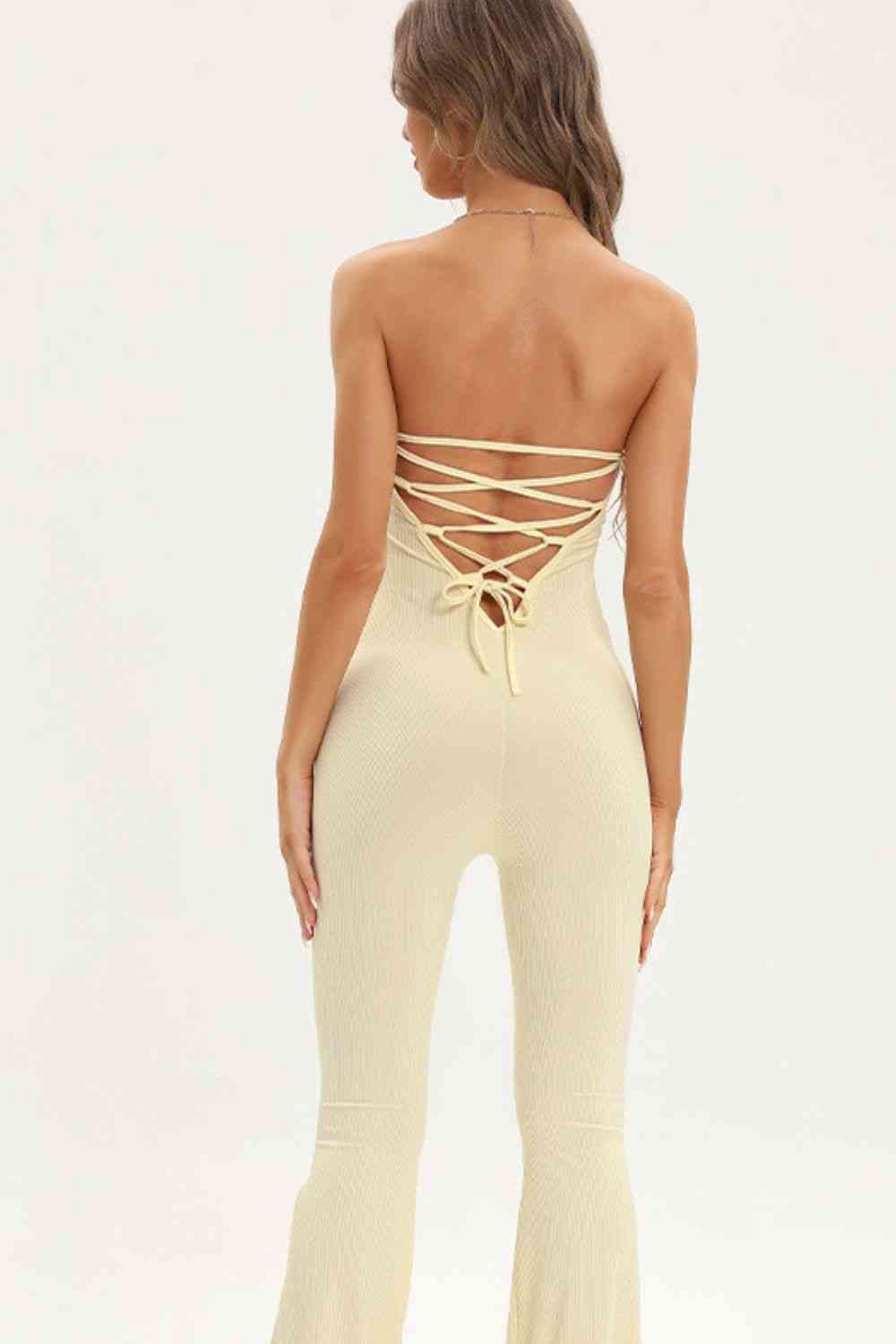 Lace-Up Strapless Jumpsuit | AdoreStarr