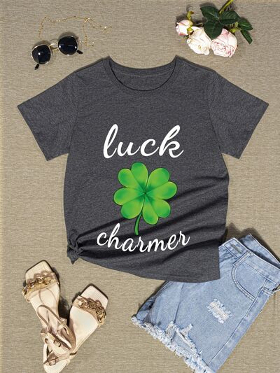 LUCK CHARMER Round Neck T-Shirt | AdoreStarr