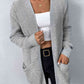 Rib-Knit Open Front Pocketed Cardigan | AdoreStarr