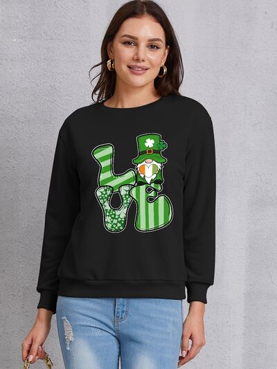 LOVE Round Neck Dropped Shoulder Sweatshirt | AdoreStarr