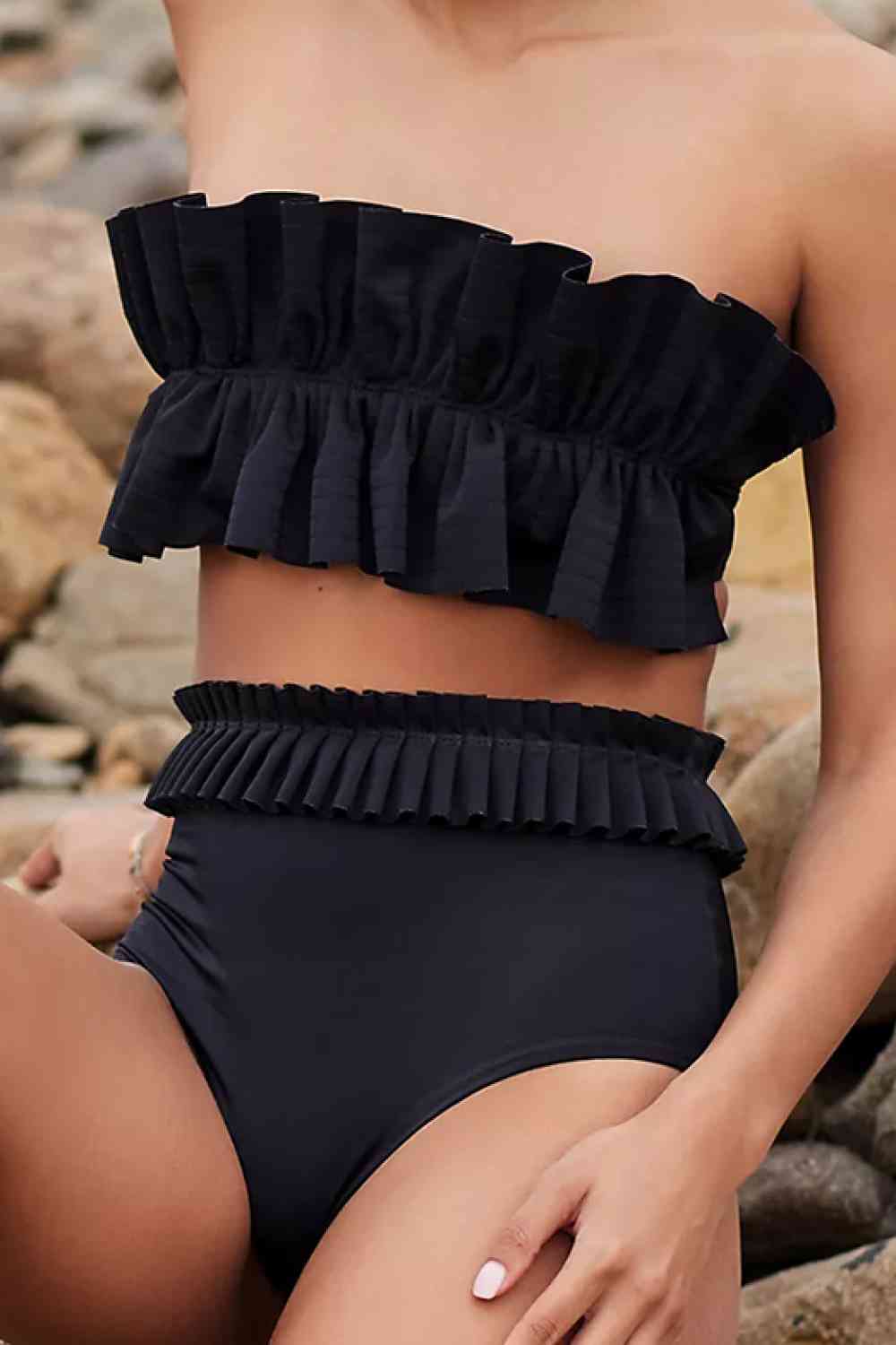 Ruffled Tie Back Two-Piece Swim Set | AdoreStarr