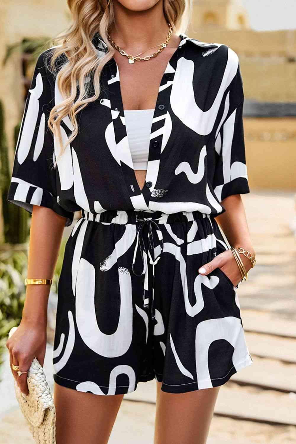 Printed Dropped Shoulder Shirt and Shorts Set | AdoreStarr